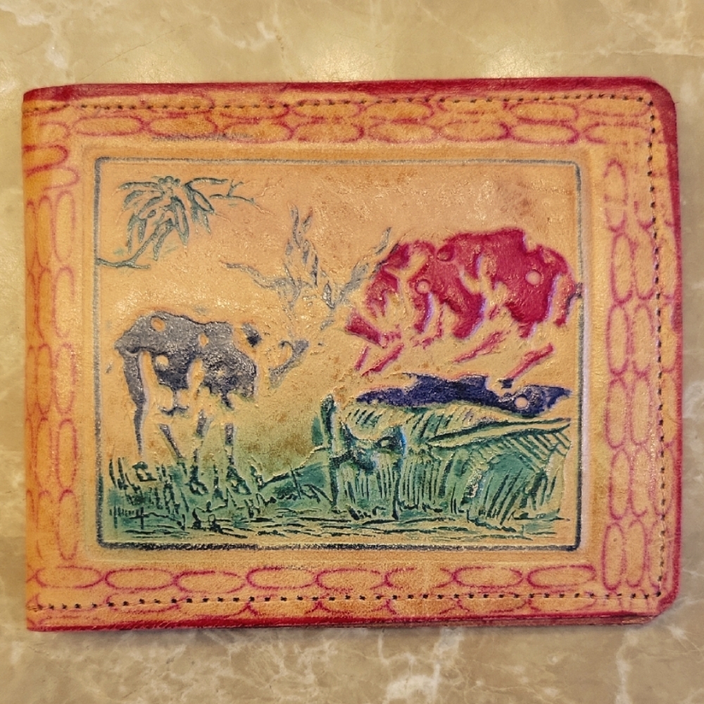 Artistic Genuine Leather Wallet, Handcrafted In India